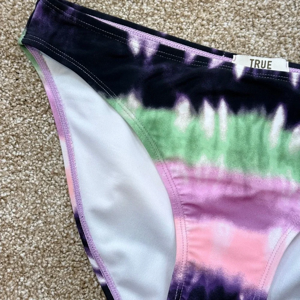 True Craft Womens Tie Dye Bikini Bottoms XL Green Black NEW Swim Boho Festival